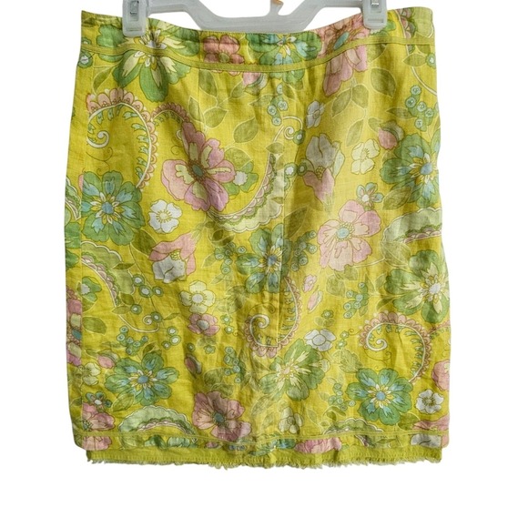 Sigrid Olsen Dresses & Skirts - Sigrid Olsen Womens Yellow Floral Paisley 100% Linen Pencil Skirt Size 10‎